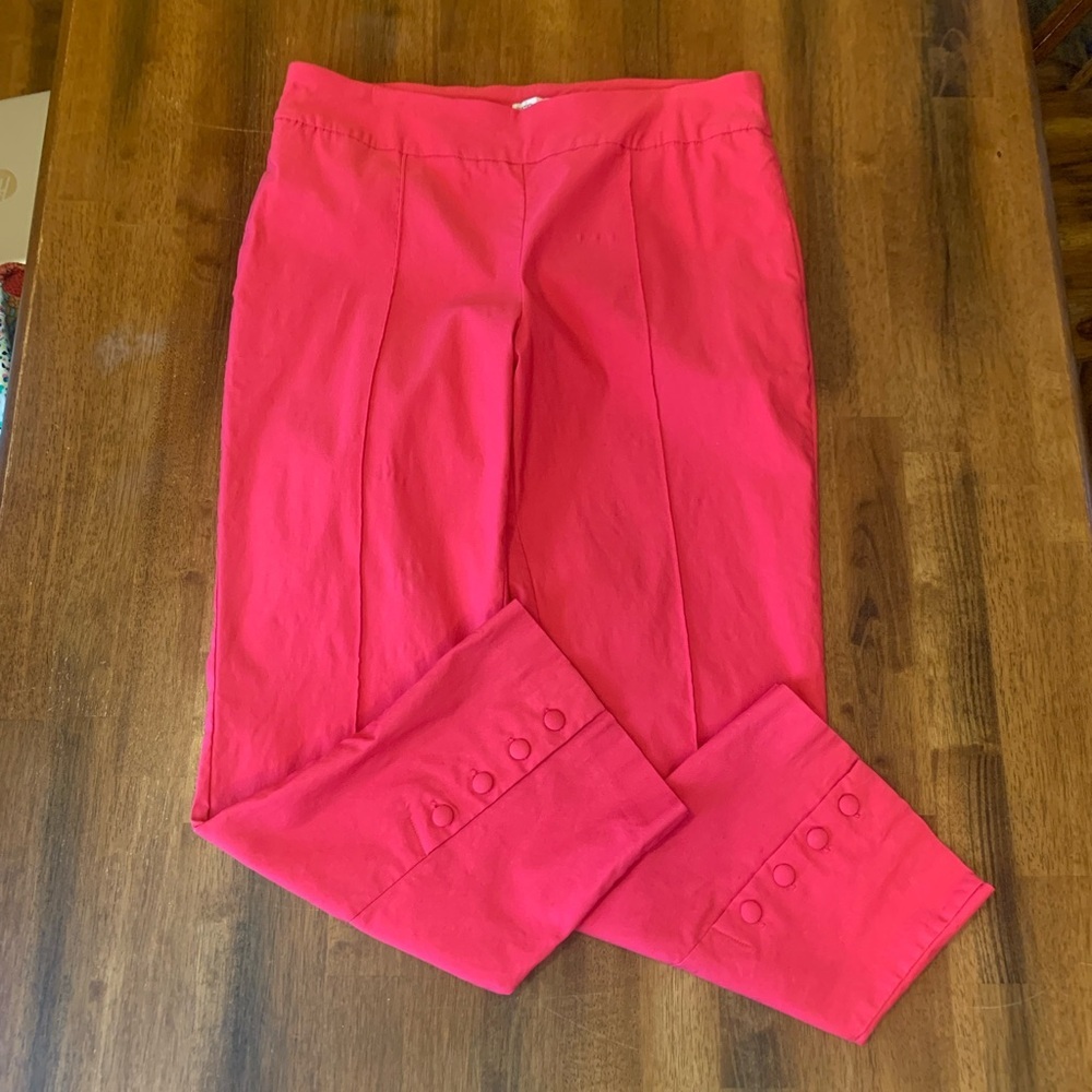 Cato Bright Pink Cropped Dress Pants with Button Cuffs